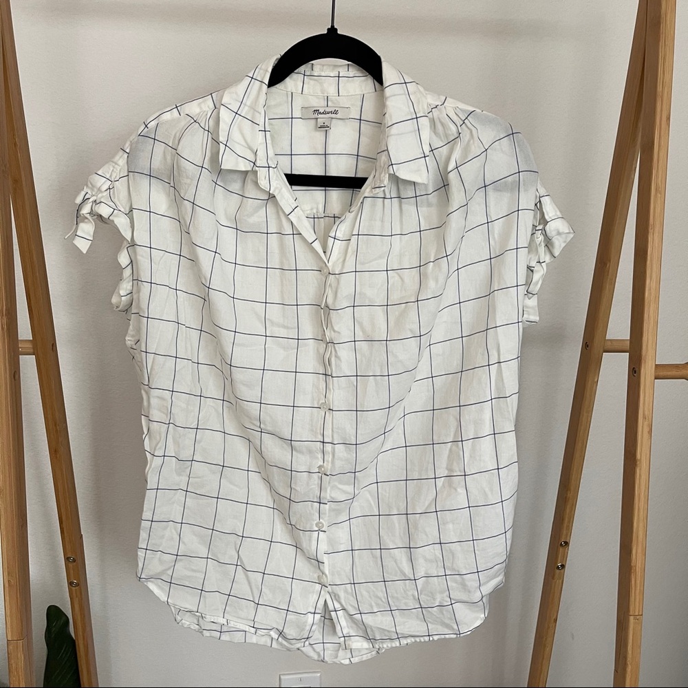 Blue and white checkered Madewell shirt